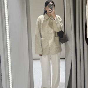 부클 카라 뽀글이 루즈핏 싱글 코트 가을 겨울