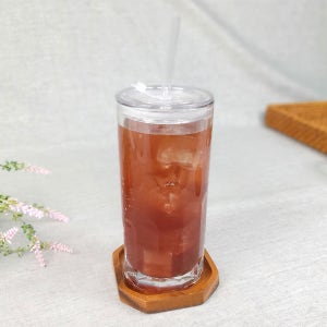 유리 빨대 주스 컵 630ml 뚜껑 아이스 커피 에이드 음료 잔 omg210