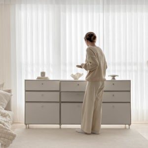 플로이 모듈가구 미드센츄리 수납 서랍장 1800x400x800, 3단, 화이트 MWF357C