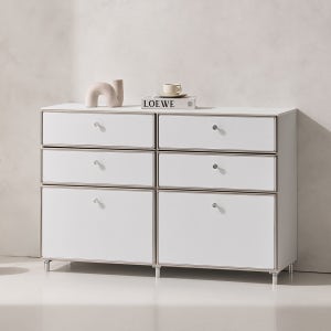 플로이 모듈가구 미드센츄리 수납 서랍장 1200x400x800, 3단, 화이트 MWF356C