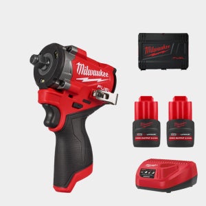 밀워키 12V 충전 임팩렌치 드릴 M12 FIW2F12-252X 2.5A 배터리 2개 세트