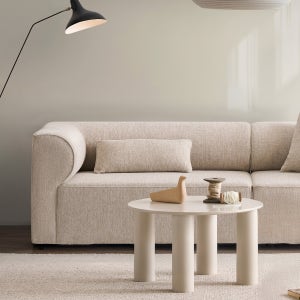 리바트 세계가구 프랄리네 2인 패브릭 소파 스툴미포함, 크림 우형