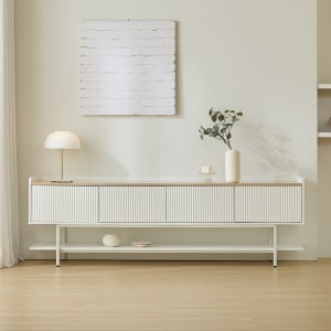 룸티크 다리형 거실장 낮은 TV 수납장 2단 템바 2000, 화이트오크