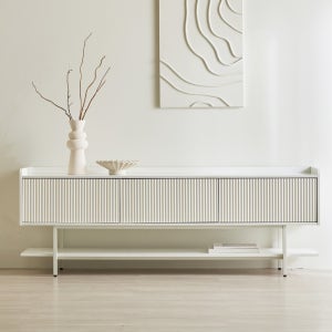 룸티크 다리형 거실장 낮은 TV 수납장 2단 템바 2000, 화이트화이트