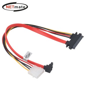 강원전자 넷메이트 SATA 22핀 / SATA + IDE 4핀 전원 꺾임 케이블 0.3m NM-SAT02