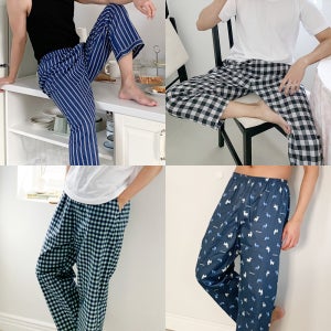 자모시 국산 남자 잠옷 수면바지 순면 남자 체크 파자마 바지 9부 7부 5부 홈웨어