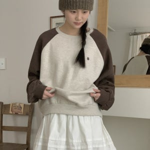 five 코인 양기모 맨투맨 겨울 나그랑 자수 포인트 루즈핏 티셔츠