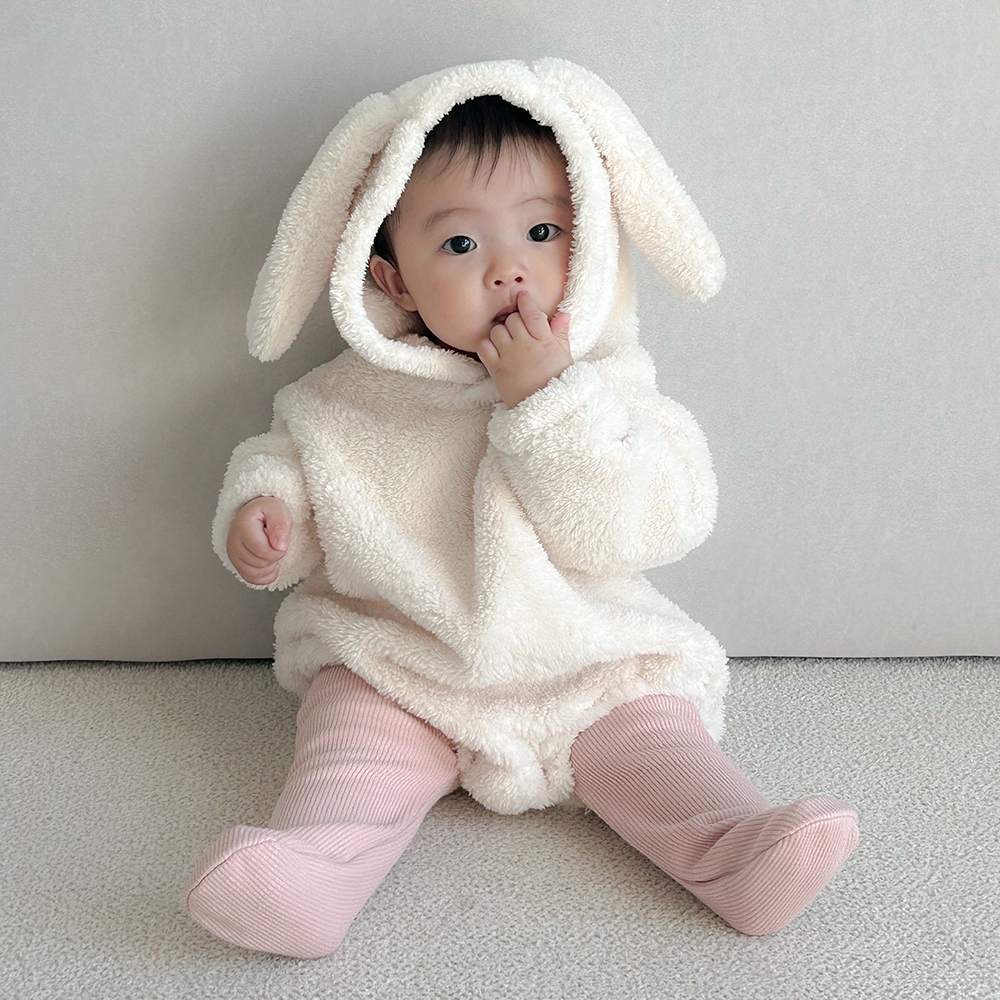 아기 토끼옷 50일 백일 촬영옷 후리스 바디슈트 겨울외출복