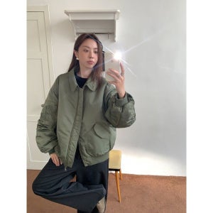 헤비 핸드메이드 오버핏 항공 점퍼 여자 두꺼운 누빔 야상 아우터 M