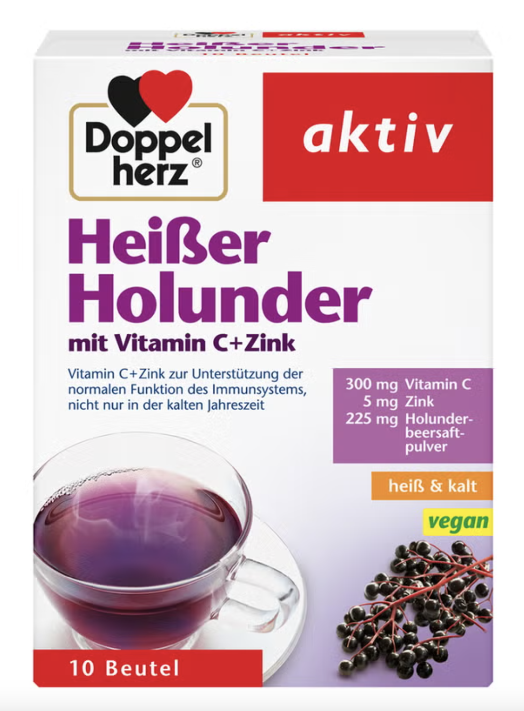 <b>도펠헤르츠</b> 핫 엘더베리 + 비타민C + 아연 10티백