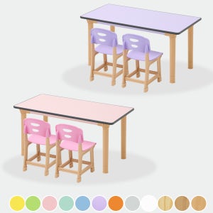 우레탄 유아 2인세트 / 자매들이 좋아하는 분홍,보라 책상세트