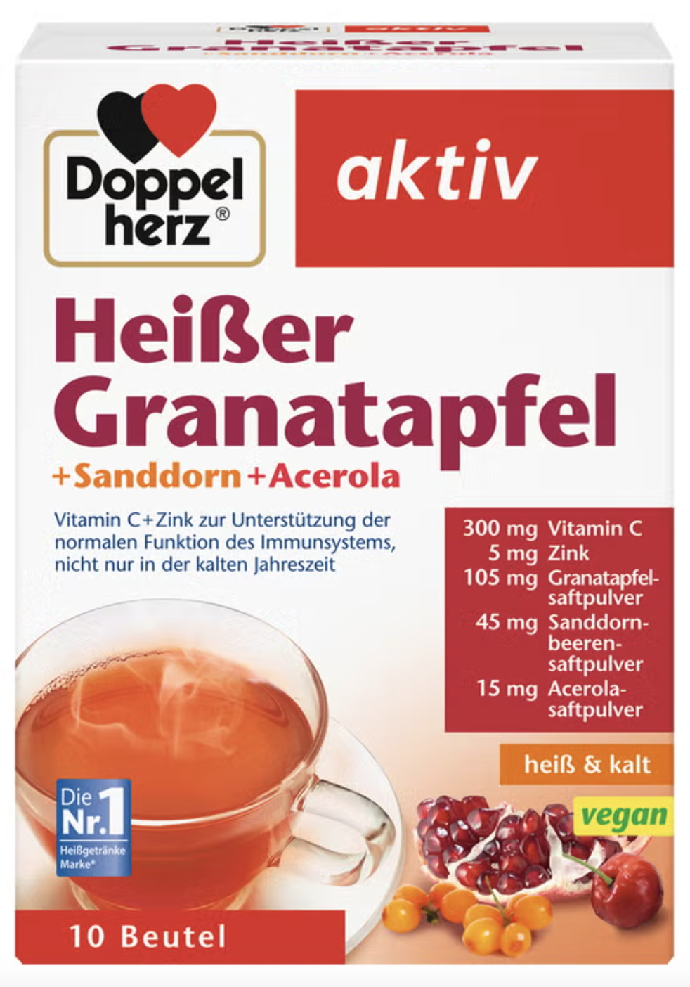 <b>도펠헤르츠</b> 핫 석류 + 산자나무 + 아세롤라 비타민C &amp; 아연 10포