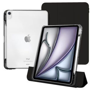 케노 아이패드 프로 6세대 5세대 세로거치 애플펜슬수납 충전 더블투명케이스 블랙, 프로 5/6세대 12.9