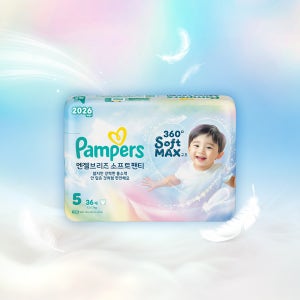 팸퍼스 NEW 엔젤브리즈 소프트 5단계 1박스, 총144매(12-17kg)