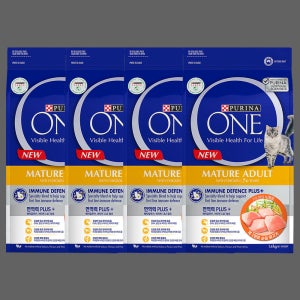 (3+1) 퓨리나 원 캣 고양이사료 7세이상 노령묘 시니어 닭, 1.4kg, 4개