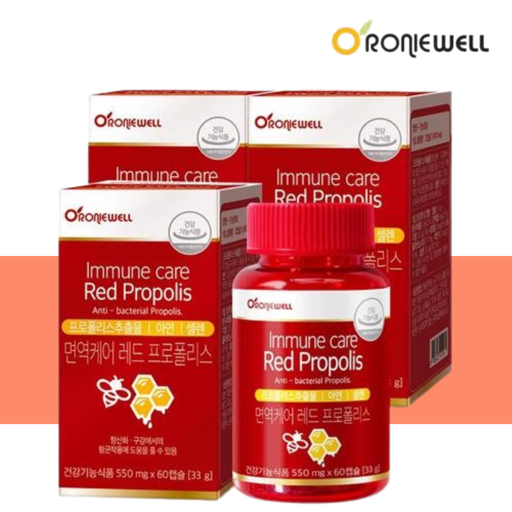 로니웰 <b>면역케어 레드 프로폴리스</b> 플라보노이드 구강 항균 츄어블 3박스