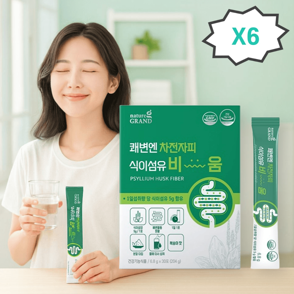 네이처그랜드 차전자피 식이섬유 복숭아맛 30포, 6개