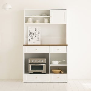 알렉스 1000 렌지대 상부장 세트 전자렌지수납장 ALEX 화이트 1000x550x1669, 5단, 골드손잡이 발리오크상판 B타입