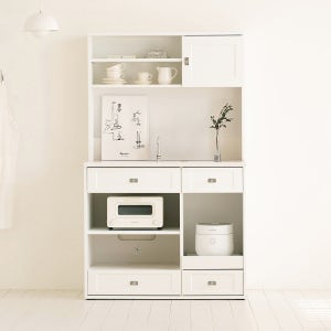 알렉스 1000 렌지대 상부장 세트 전자렌지수납장 ALEX 화이트 1000x550x1669, 5단, 루체 실버손잡이 화이트상판 A타입