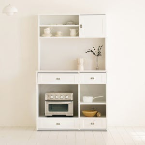 알렉스 1000 렌지대 상부장 세트 전자렌지수납장 ALEX 화이트 1000x550x1669, 5단, 루체 실버손잡이 화이트상판 B타입