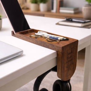 우드 데스크 오거나이저 펜트레이 폰거치대 헤드셋 가방걸이 각인 위딘우드