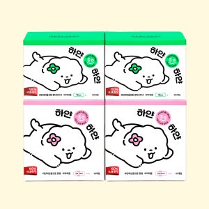 유기농순면생리대 하얀하얀 순면흡수체 중형,팬티라이너4팩