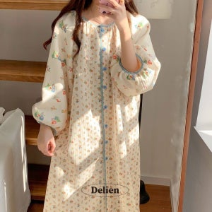 누빔잠옷 꼬까 원피스 파자마 여성 빅사이즈 임산부 겨울 수면 수유