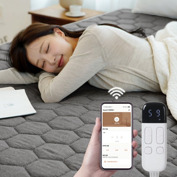곰표한일 IOT 카본 탄소매트 전자파없는 EMF 전기요 원격제어1인용 네츄럴그레이 미니싱글