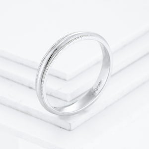 플래티늄 Pt950 밀그레인 세팅 3mm 백금 반지 밴드 웨딩 링