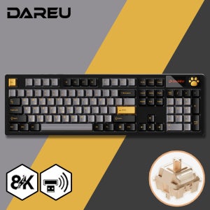 [리뷰이벤트] 다얼유 A104 PRO 8K MASTER 유 무선 게이밍 기계식 키보드 알루비얼골드, 라떼축