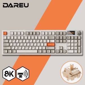 [리뷰이벤트] 다얼유 A104 PRO 8K MASTER 유 무선 게이밍 기계식 키보드 레트로베이지, 라떼축
