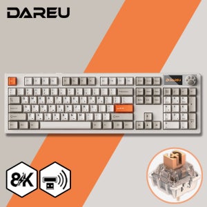 [리뷰이벤트] 다얼유 A104 PRO 8K MASTER 유 무선 게이밍 기계식 키보드 레트로베이지, 저소음머스타드축