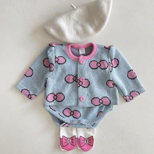 (세일❤︎바로배송) 자가드블루머상하 소라 M (6~12개월)