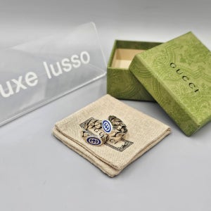 구찌 인터로킹 G 에나멜 실버 체인 반지 753490