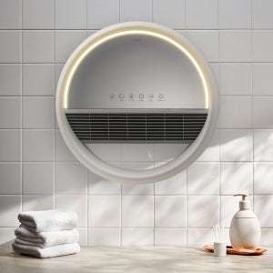 프롬비 따뜻샤워 거울 LED 욕실온풍기 PTC 화장실 난방기 FF255 화이트그레이