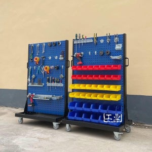 타공판 이동식볼트함 수납선반 철제 바퀴 수납함 진열대