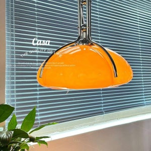 1960S 빈티지 미드센츄리 레트로 오렌지 식탁등 팬던트 천장조명 웜 라이트