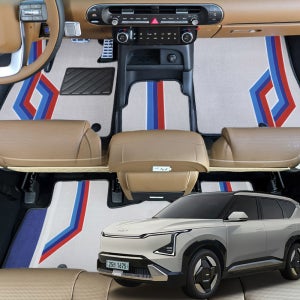 차바라기 기아 EV5 1열+2열+트렁크 라인 디자인 매트 풀세트 카매트