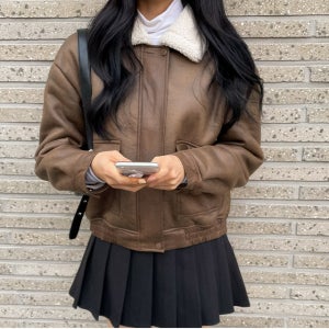 여자 양털자켓 무스탕 스웨이드 뽀글이 가죽 자켓 빈티지 뽀글이 가을 겨울 3color