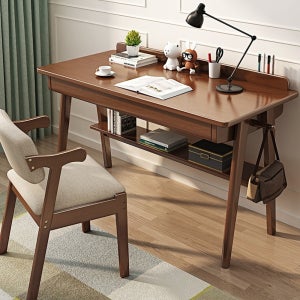 고무나무 원목 1인용 데스크 테이블 컴퓨터 조립식 책상
