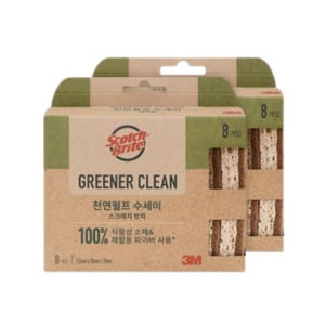 스카치브라이트 그리너클린 펄프 스크래치 방지 수세미 8개입 2개