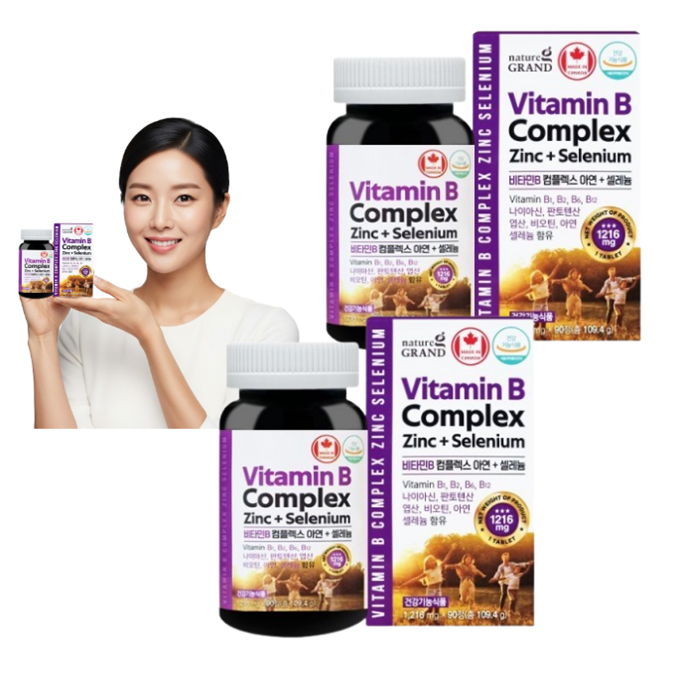 고함량 멀티영양제 [네이처그랜드] <b>비타민</b>B 컴플렉스 아연 플러스 셀레늄 6개월분