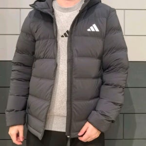 아디다스 헬리오닉 바람막이 후드 다운 패딩 자켓 블랙 남성용 KH3993