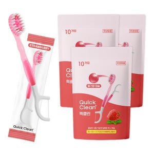 일회용 초소형 미니칫솔 퀵클린 딸기향 휴대용 개별포장 10개입, 3개