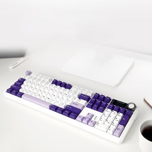 신제품 인터픽셀 IPK104 PRO 유무선 LCD 기계식 키보드 화이트, 저소음 솜사탕축