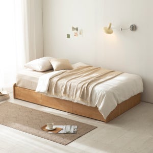 엠뉴 수납 침대 프레임 호텔 매트리스 깔판 3단 무헤드형, SS(슈퍼싱글), 아이보리