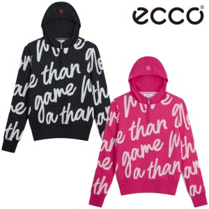 에코 골프웨어 여성 골프 니트 패턴 하프집업 후드 풀오버 긴팔 티셔츠 RDCPU20050