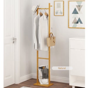 대나무 원목 스탠드 옷걸이 우드행거 조립형