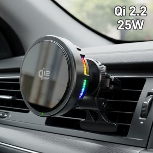 Qi2.2 초고속 25W RGB냉각팬 맥세이프 차량용 휴대폰 무선 충전기 거치대