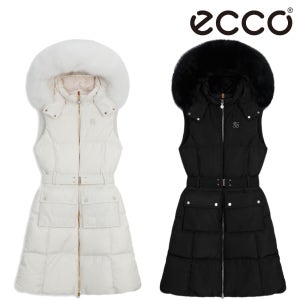 에코 골프웨어 여성 골프 조끼 패딩 퍼 구스 후드 벨트 롱 다운 베스트 RDCVT20120
